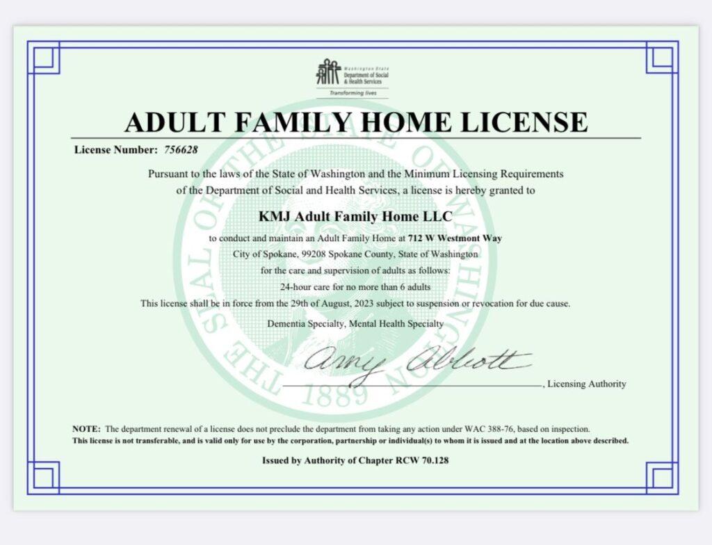 KMJ AFH Licence Number